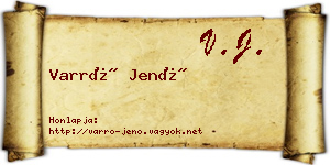 Varró Jenő névjegykártya